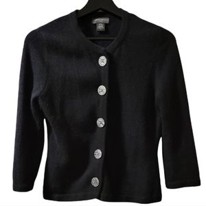 Black button-up wool/angora cardigan